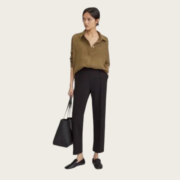 Everlane The Dream Pants | Medium | Black Knit Pintuck Tapered Leg Minimalist - Picture 6 of 13